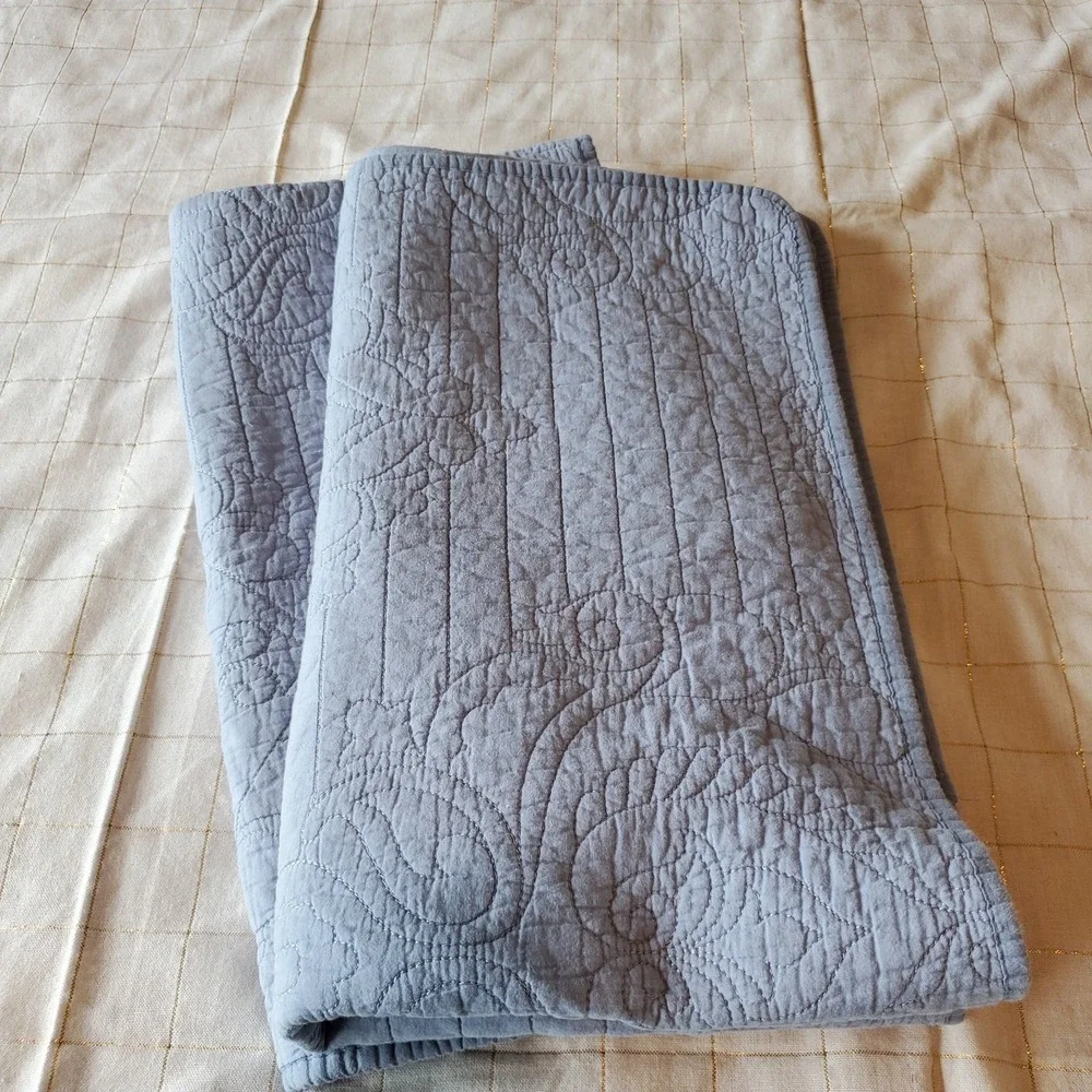Franktex Inc Cotton Pillowcases‎ Light Blue Quilted Cottage-core French Cottage